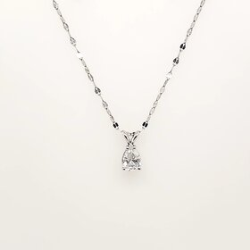 70675 14K WHITE GOLD .58CTW PEAR SHAPE DIAMOND SOLITAIRE BUNNY BAIL  PENDANT NECKLACE