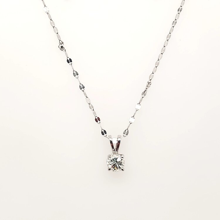 70673 14K WHITE GOLD .53CTW DIAMOND SOLITAIRE BUNNY BAIL PENDANT NECKLACE