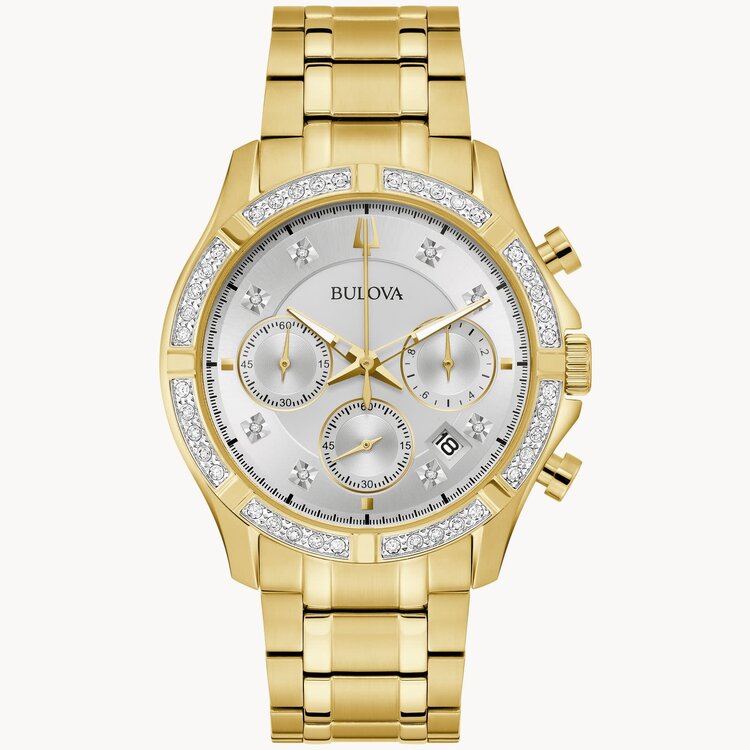 bulova 042429559677 BULOVA CLASSIC DIAMOND BEZEL CHRONOGRAPH DIAMOND MARKERS MEN'S WATCH