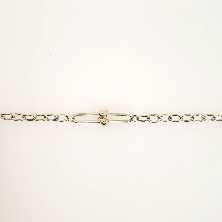 20421 14K YELLOW GOLD HIGH POLISH ROLO LINK AND U LINK LADIES BRACELET