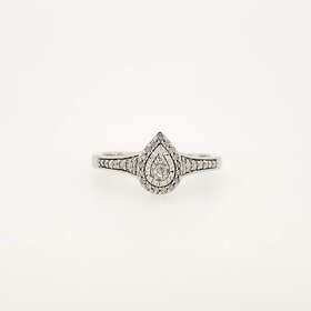 40364 10K WHITE GOLD DIAMOND PEAR SHAPE DOUBLE HALO LADIES RING
