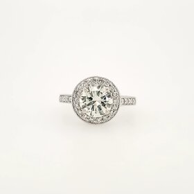 475456  14K WHITE GOLD .160CT CENTER DIAMOND K/L COLOR VS1 .35CT DIAMOND HALO  ENGAGEMENT RING