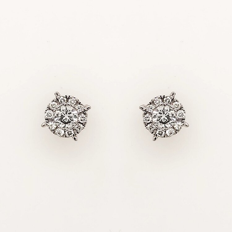 31314 14K WHITE GOLD .25CT ROUND DIAMOND HALO STUDS
