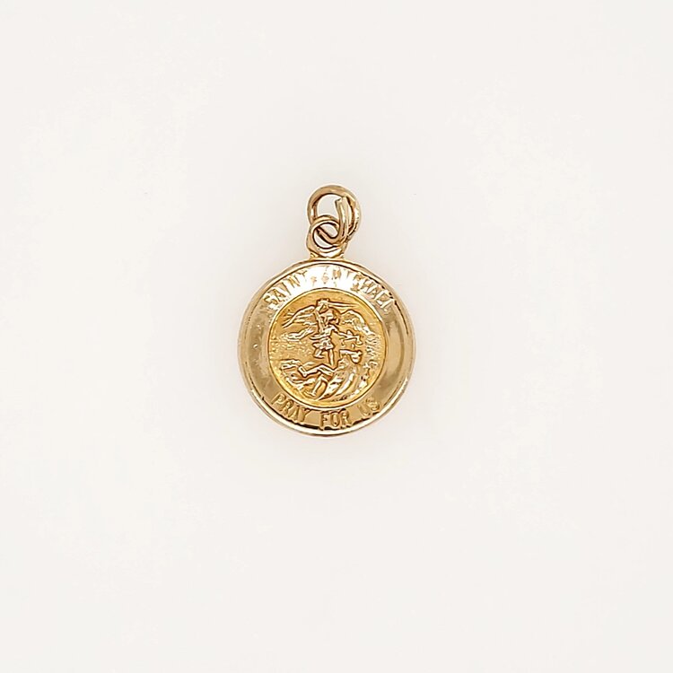 77312 14K YELLOW GOLD 12MM SAINT MICHAEL MEDAL