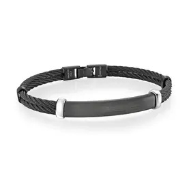 SMBG174 ITALGEM STAINLESS STEEL BLACK IP TWO ROWN CABLE  8.27" MEN'S BANGLE BRACELET