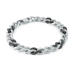 SMB648 ITALGEM STAINLESS STEEL BLACK IP 8MM CURB LINK MEN'S BRACELET
