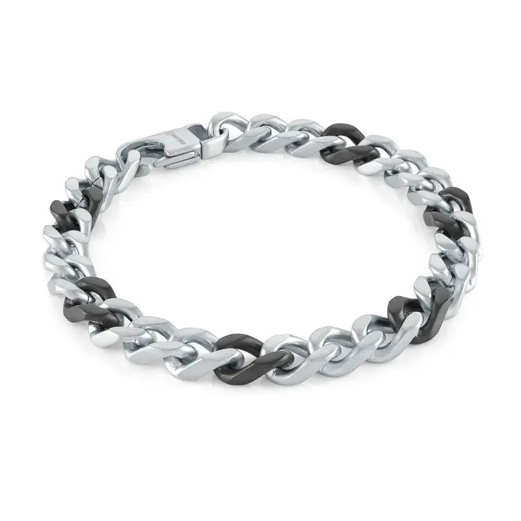 SMB648 ITALGEM STAINLESS STEEL BLACK IP 8MM CURB LINK MEN'S BRACELET