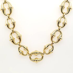 60135 14K YELLOW GOLD HIGH POLISH PUFFY FANCY LINK NECKPIECE