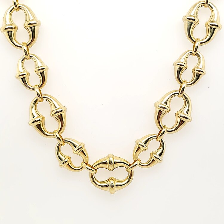 60135 14K YELLOW GOLD HIGH POLISH PUFFY FANCY LINK NECKPIECE