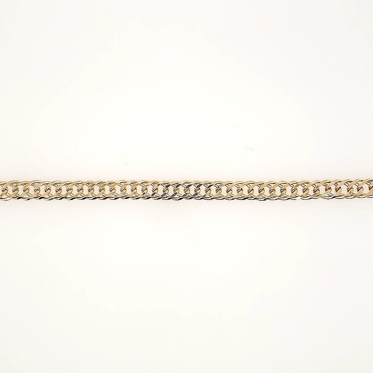 20429 14K YELLOW GOLD DIAMOND CUT DOUBLE LINK BRACELET