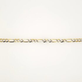 25131 14K TWO TONE 8" 4.70MM DIAMOND CUT FIGARO LINK MEN'S BRACELET