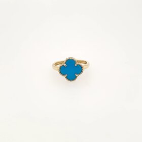 40371 14K YELLOW GOLD TURQUOISE CLOVER RING