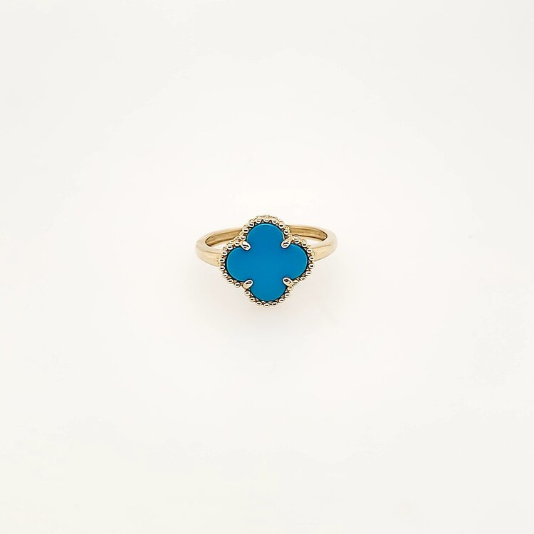 40371 14K YELLOW GOLD TURQUOISE CLOVER RING