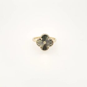 40370 14K YELLOW GOLD DIAMOND CUT CLOVER RING