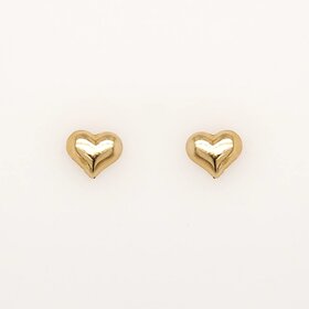 31327 14K YELLOW GOLD HIGH POLISH PUFFY HEART SCREWBACKS