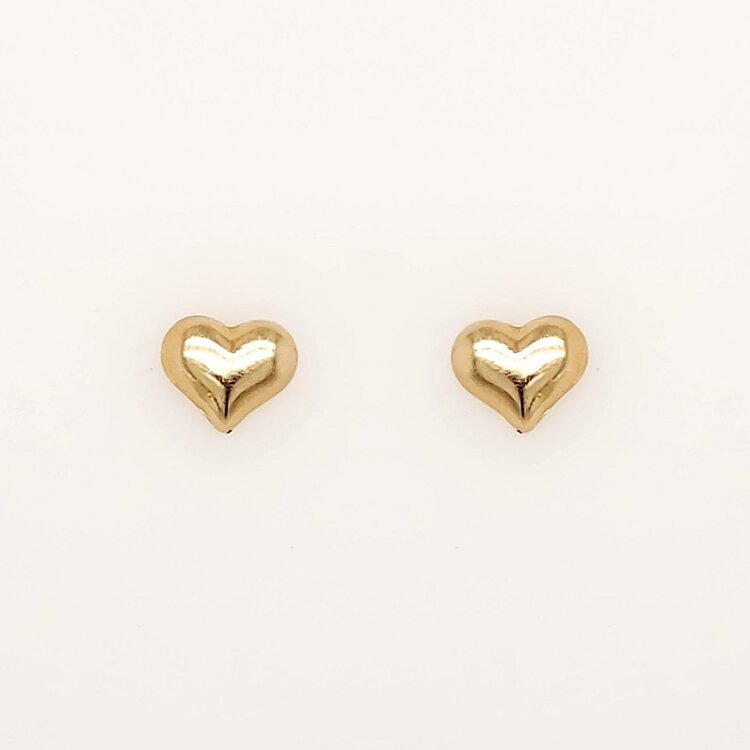 31327 14K YELLOW GOLD HIGH POLISH PUFFY HEART SCREWBACKS