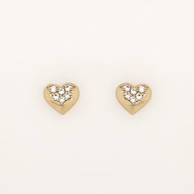 31325 14K YELLOW GOLD PAVE CUBIC ZIRCONIA SCREWBACKS STUDS BABY EARRINGS