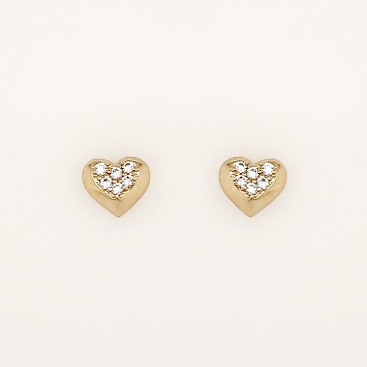 31325 14K YELLOW GOLD PAVE CUBIC ZIRCONIA SCREWBACKS STUDS BABY EARRINGS