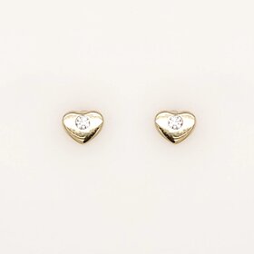 31326 14K YELLOW GOLD HIGH POLISH CUBIC ZIRCONIA CENTER HEART SCREWBACKS