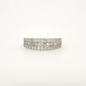 40375 14K WHITE GOLD .75CTW DIAMOND BAGUETTE AND ROUND BAND