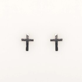 31322 14K WHITE GOLD HIGH POLISH PETITE CROSS SCREWBACKS BABY EARRINGS