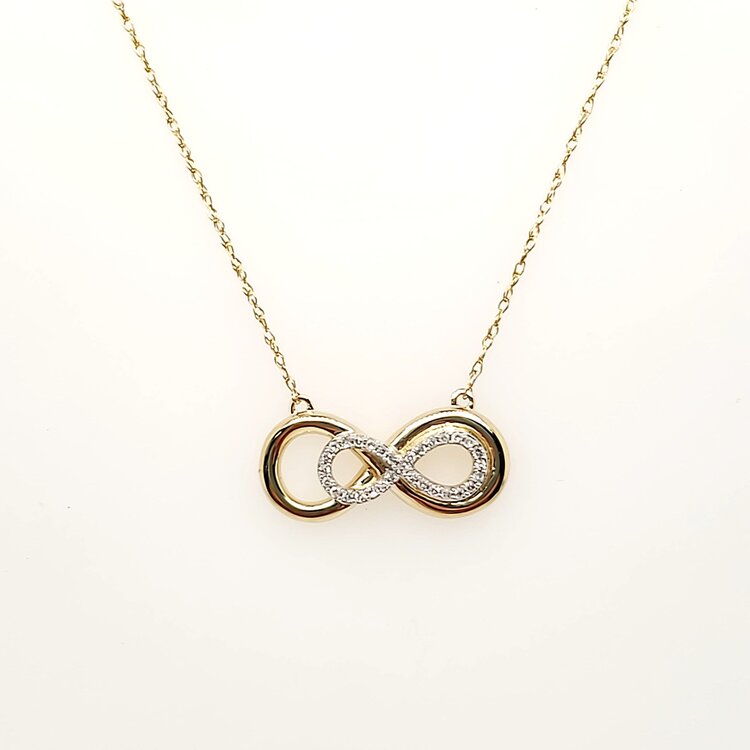 70688 10K YELLOW GOLD .10CTW DIAMOND DOUBLE INFINITY HIGH POLISH NECKLACE
