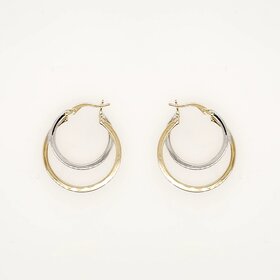 31332 14K TWO TONE 1" DOUBLE ROUND HOOPS