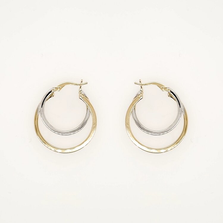 31332 14K TWO TONE 1" DOUBLE ROUND HOOPS