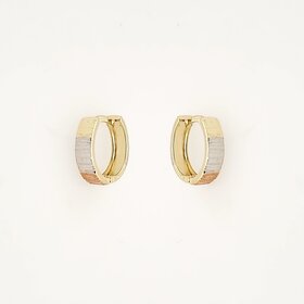 31336 14K TRI COLOR DIAMOND CUT 0.45" 3.25MM HUGGIES