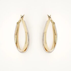 31331 14K TWO TONE  1.20" DOUBLE OVAL  HOOPS