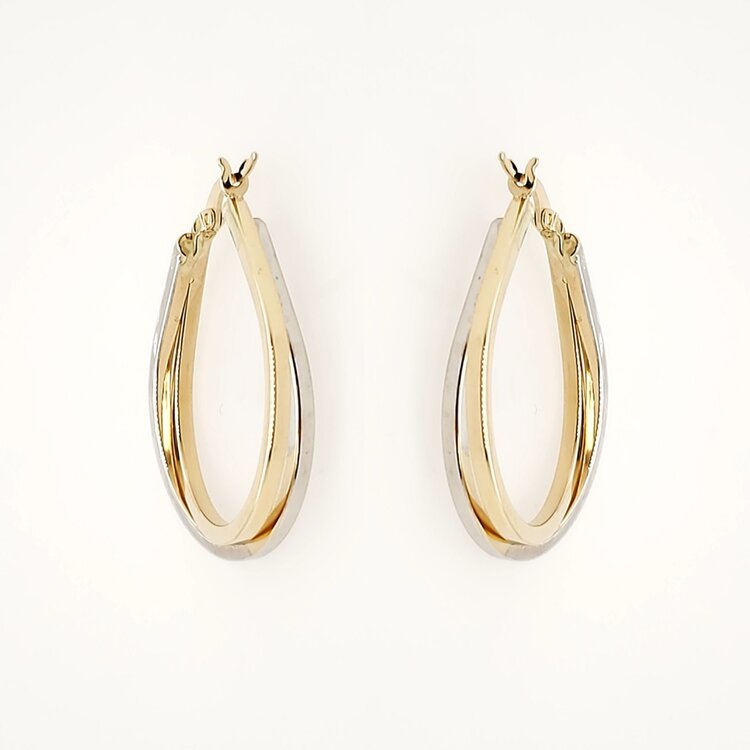 31331 14K TWO TONE  1.20" DOUBLE OVAL  HOOPS