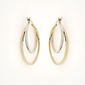 31330 14K TWO TONE HIGH POLISH DOUBLE OVAL HOOPS