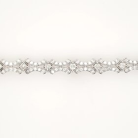 20434 10K WHITE GOLD 2CTW DIAMOND DOUBLE OPPOSITE WAVE DESIGN FANCY BRACELET