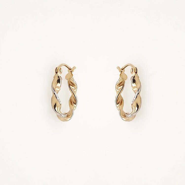 31337 14K TWO TONE 0.65" TWISTED DESIGN HUGGIES