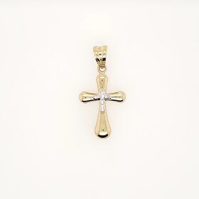 77313 14K TWO TONE1.20"  DIAMOND CUT CENTER ROUNDED EDGES PUFFY CROSS