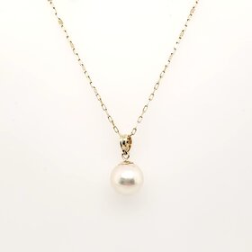 70694 14K YELLOW GOLD SOLITAIRE  8.55MM PEARL PENDANT NECKLACE