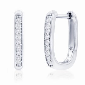 80447  CLASSIC STERLING SILVER RECTANGLE SHAPE CUBIC ZIRCONIA HUGGIES