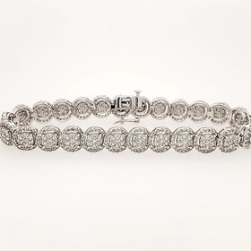 20435 10K WHITE GOLD 5CTW DIAMOND HALO CLUSTER FANCY LADIES BRACELET