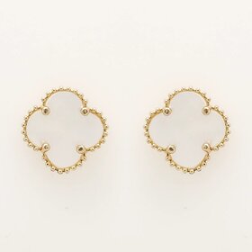 30585 14K YELLOW GOLD 11.25MM MOTHER OF PEARL CLOVER  STUDS