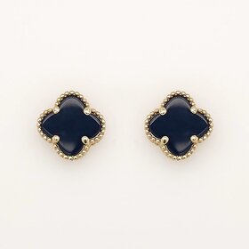 31341 14K YELLOW GOLD 9.20MM BLACK ONYX CLOVER STUDS