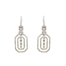 31345 14K WHITE GOLD .94CTW DIAMOND DOUBLE OCTAGON SHAPE HANGING/HUGGIE EARRINGS