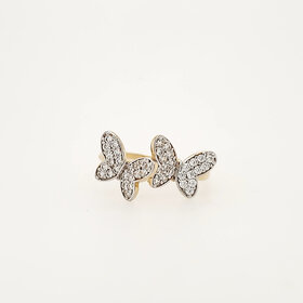 40385 14K YELLOW GOLD CUBIC ZIRCONIA TWO BUTTERLFY RING