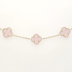 20437 14K YELLOW GOLD 11.40MM PINK 5 CLOVER BRACELET