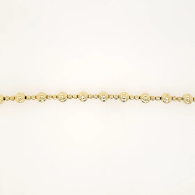 20438 14K YELLOW GOLD SMALL AND MEDIUM SIZE DIAMOND CUT BEADED BRACELET