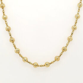 60140 14K YELLOW GOLD 22" DIAMOND  CUT BEADED NECKPIECE