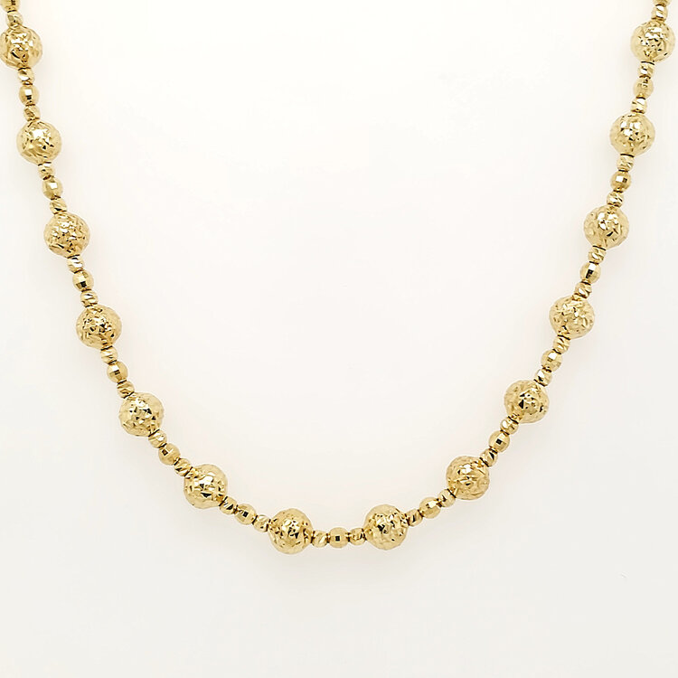 60140 14K YELLOW GOLD 22" DIAMOND  CUT BEADED NECKPIECE