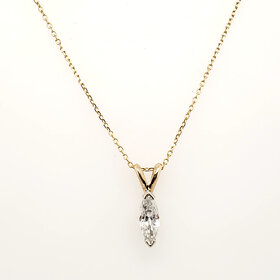 70705 14K YELLOW GOLD .40CTW MARQUISE DIAMOND BUNNY BALE PENDANT NECKLACE