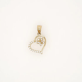 78135 14K YELLOW GOLD CUBIC ZIRCONIA SMALL BUTTERFLY AND HEART CHARM
