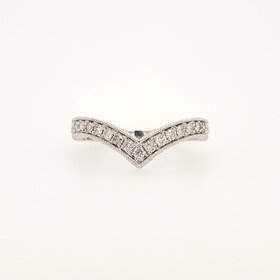 40403 14K WHITE GOLD .30CTW DIAMOND SHEVRON MILGRAIN LADIES RING