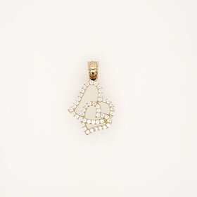 78134 14K YELLOW GOLD CUBIC ZIRCONIA DOUBLE HEART CHARM
